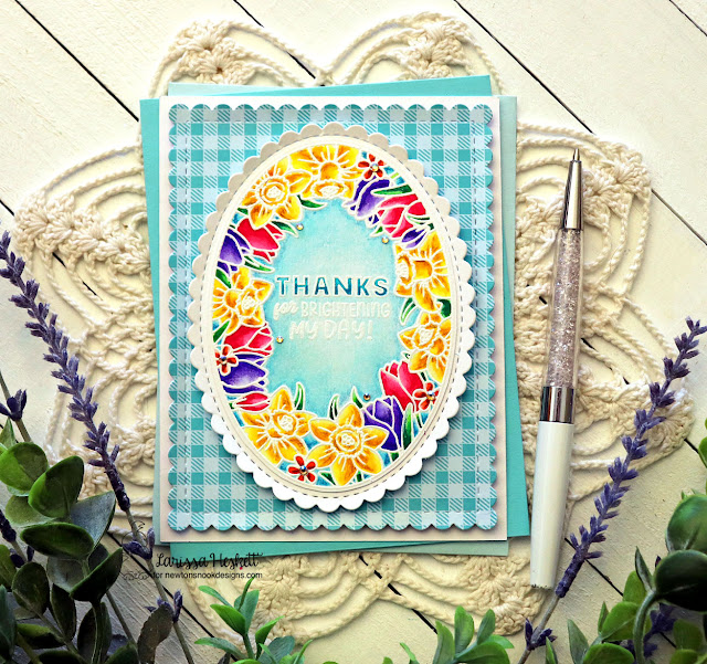 Spring Floral Card by Larissa Heskett | Spring Blooms Oval Stamp Set, Oval Frames Die Set and Spring Blooms Paper Pad by Newton's Nook Designs