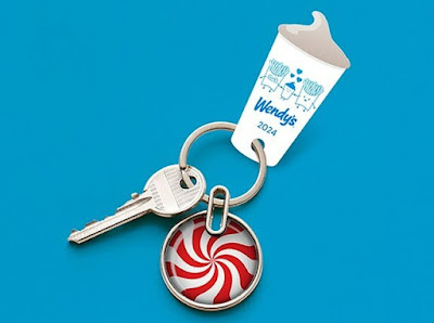 Wendy's 2024 Frosty Key Tag on a key chain.