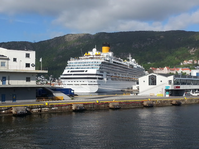 Cruise ship Costa Favolosa in Bergen, Norway; Fjords cruise; Ships in Bergen