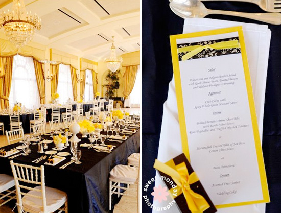 navy blue and yellow wedding centerpieces