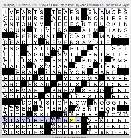 Times Crossword Corner: John Lampkin