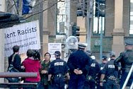 ADL demo Sydney 2011-07-30 #2 The counter-protesters are contained and pushed back by police.