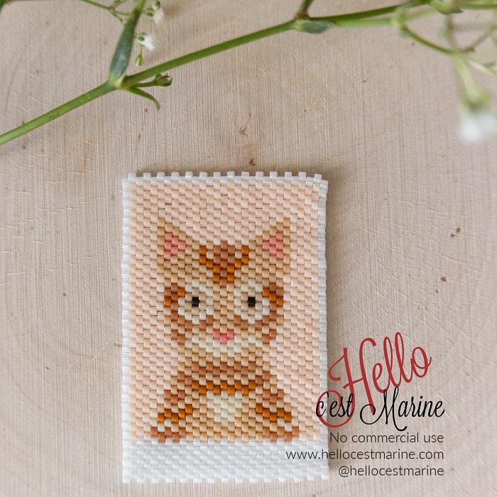 Chat roux, diagramme pour tissage en perles Miyuki delicas 11/0, par Hello c'est Marine