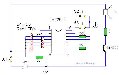 Sound Effects Generator (8 different sound effects) circuit diagram