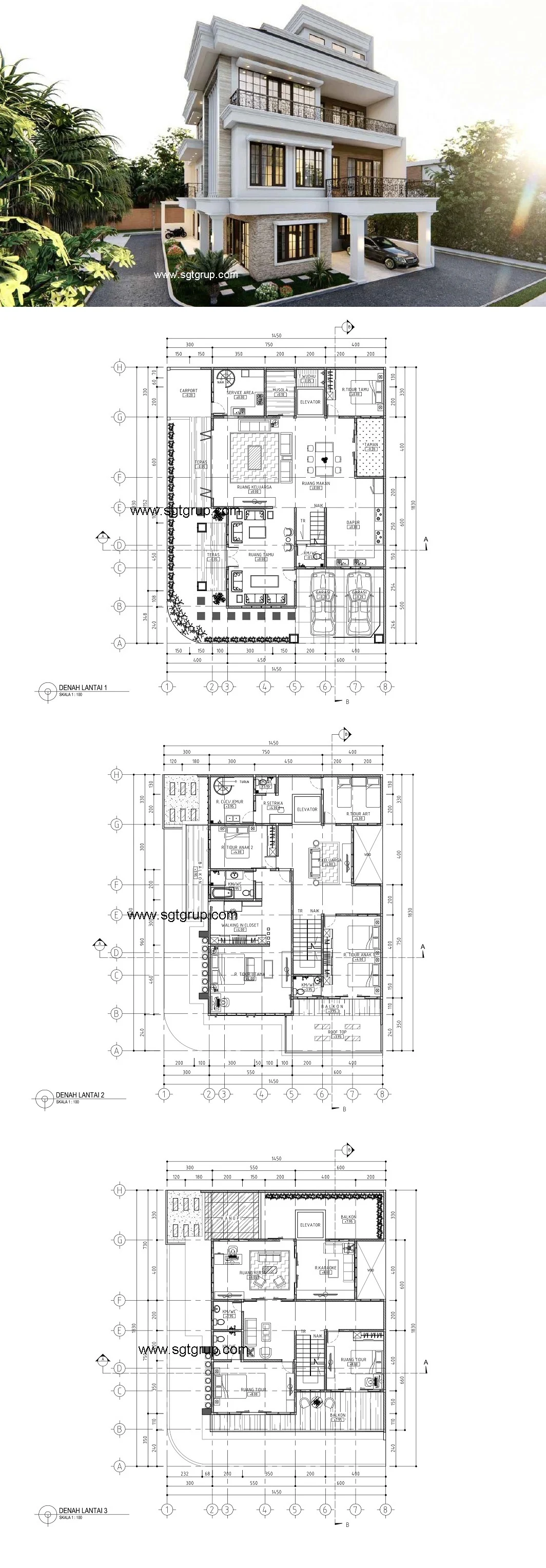 Desain Rumah 3 Lantai Beserta Denah