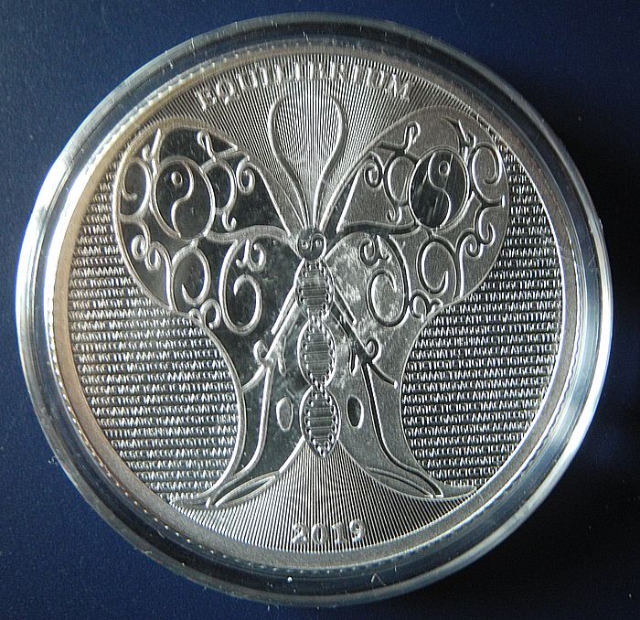 Серебряная монета Бабочка серии Равновесие 2019 Токелау 1 унция