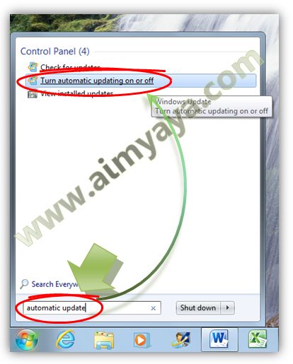  Gambar: Menjalankan pengaturan setting automatic update windows 7 