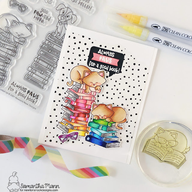 Always Paws for a Good Book Card by Samantha Mann | Newton's Book Club Stamp Set, All Booked Up Stamp Set, and Speech Bubbles Die Set by Newton's Nook Designs #newtonsnook