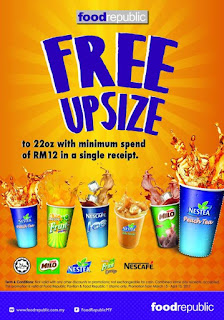 Food Republic Pavilion KL & Food Republic 1 Utama Free Upsize Nestle Drink with Spend the Minimum RM12