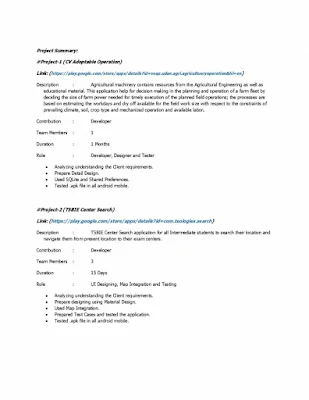 JAVA Programing Developer Resume 2