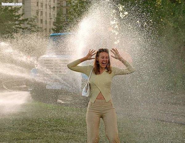 A lady in rain