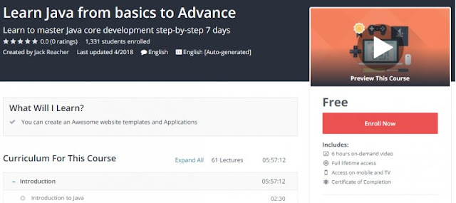 [100% Free] Learn Java from basics to Advance