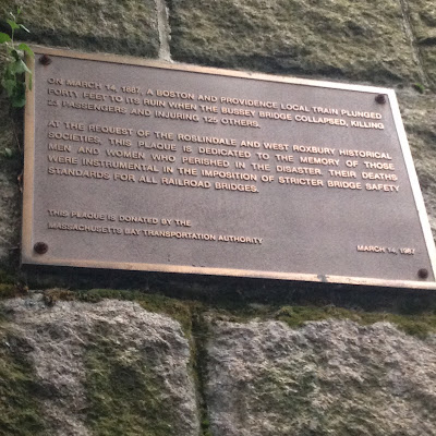 Bussey Bridge Collapse in 1887 Commemorative Plaque in Roslindale