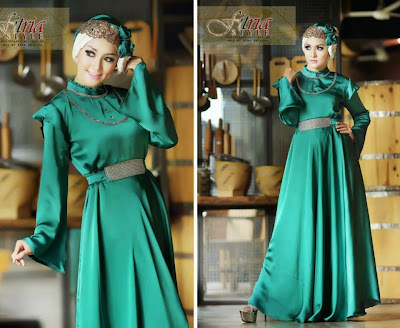 Model Kebaya Pengantin Hijau Tosca Modern Terbaru