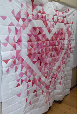 An all pink Exploding Heart quilt