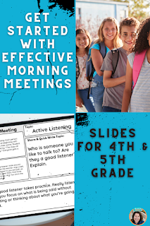 Sample slide for morning meeting activities