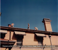 Prisoners protesting on roof of Officer's Mess, No.2 Division, Boggo Road Gaol, Brisbane, Christmas 1977.