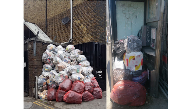 The huge pile of rubbish piled 12ft high by Mile End station