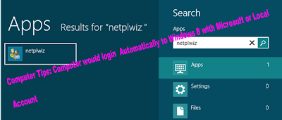 Computer Tips: Computer would login  Automatically to Windows 8 with Microsoft or Local   Account