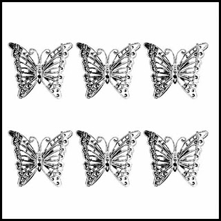 set of silver butterfly Christmas ornaments