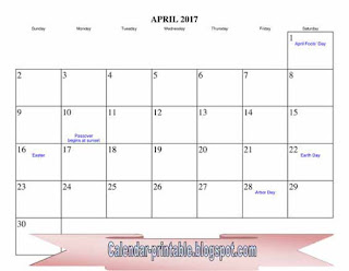 Free Printable Calendar April 2017