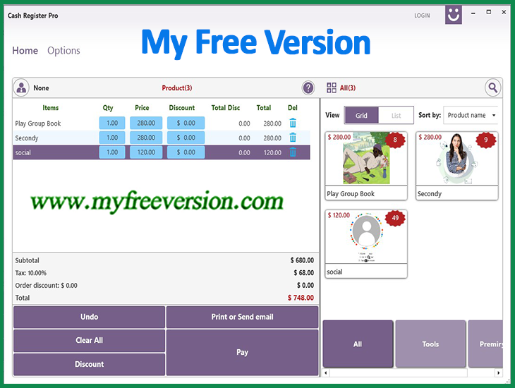 Cash Register Pro Free Download - Latest Version [2024]  User Interface My Free Version