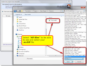 Select "All files" to import the .mxliff file