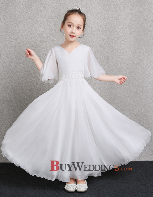 Inexpensive First Communion Dresses with Short Sleeves