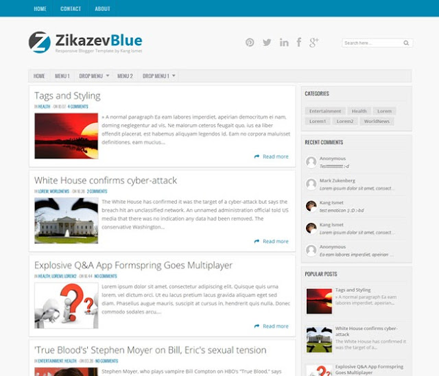 Zikazev Blue - Responsive Blogger Template