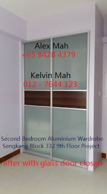 Second Bedroom Aluminium Wardrobe After Complete with Glass Door Closed