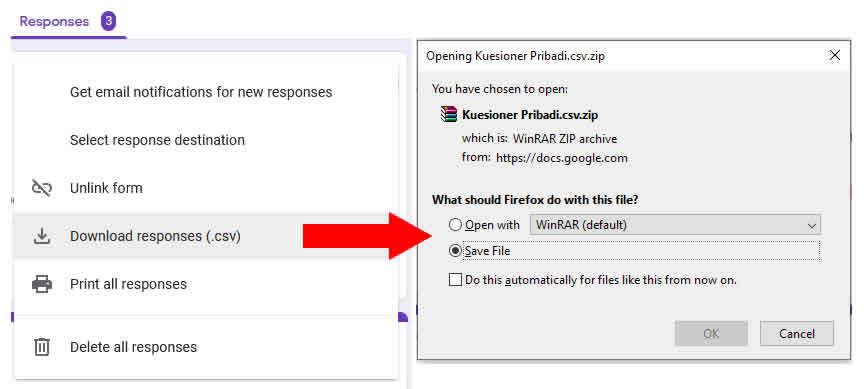 download file csv google form