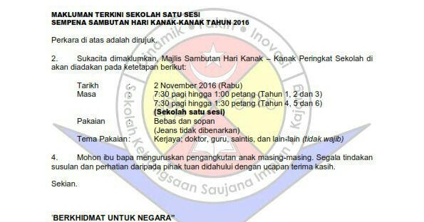 SK SAUJANA IMPIAN 2, KAJANG: MAKLUMAN SEMPENA SAMBUTAN 