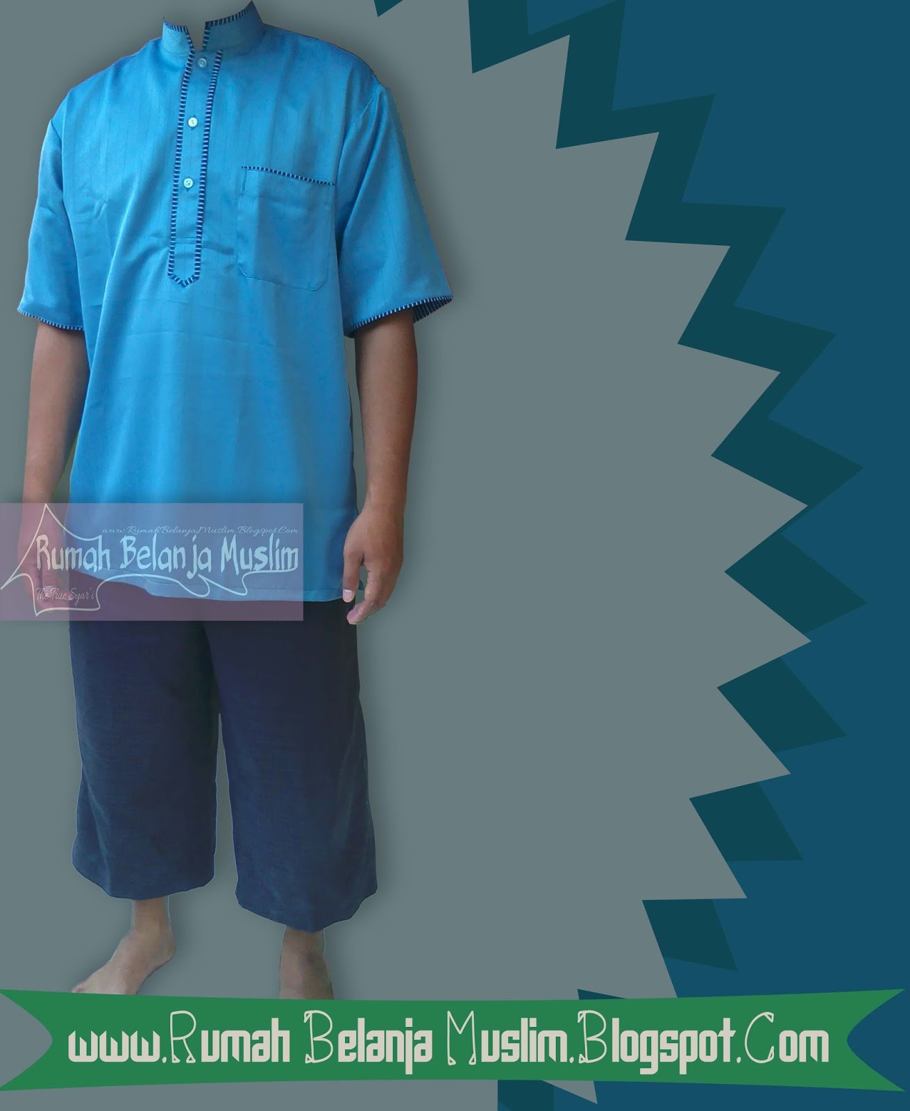  Baju Koko Casual Biru Turkish 