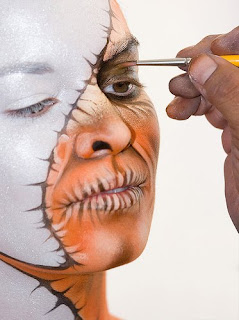 The body paint's face