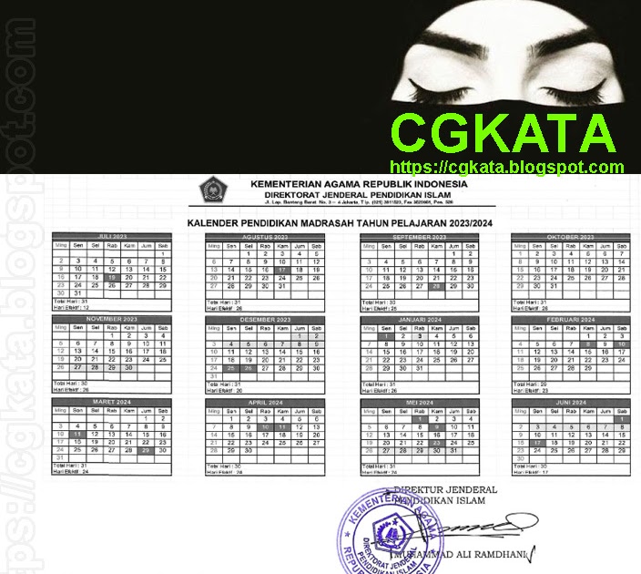 Kalender Pendidikan RA/Madrasah 2023/2024 Dirjen Pendis CGKATA