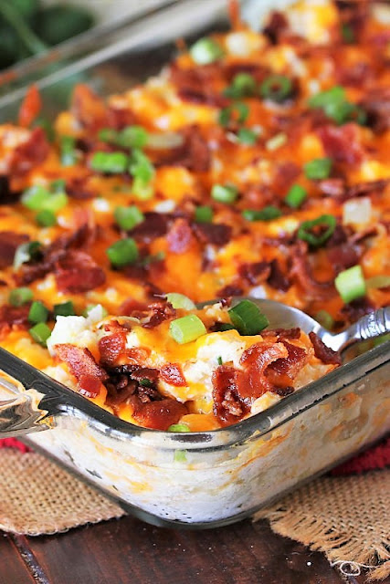 Baking Dish of Cauliflower {Just Like} Loaded Baked Potato Casserole Image