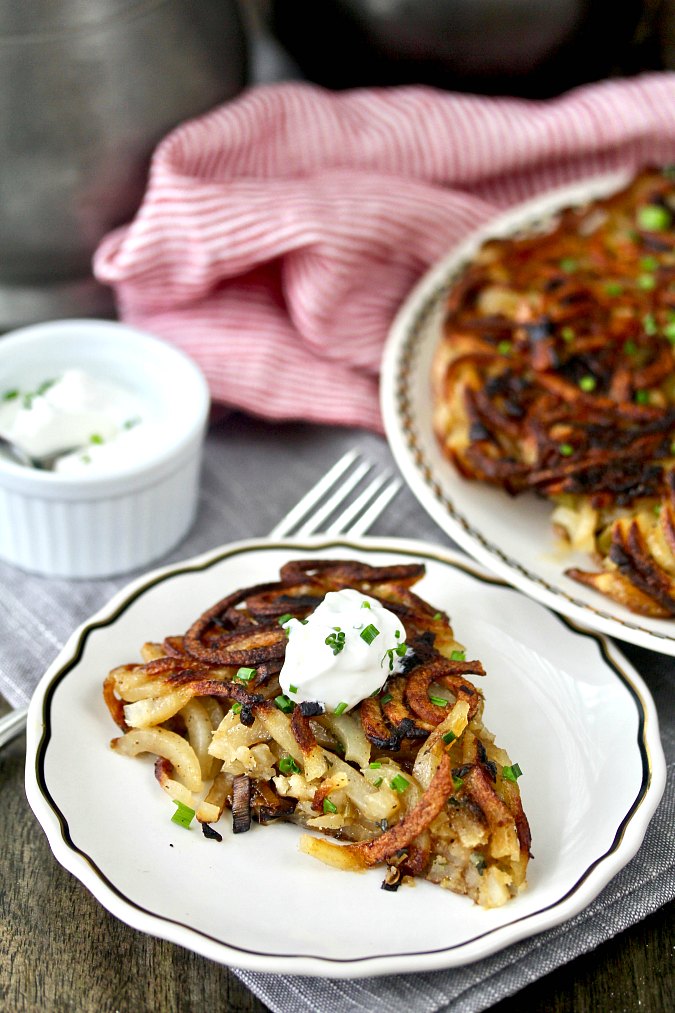 Baked Rösti with Spiralized Potatoes and Leeks