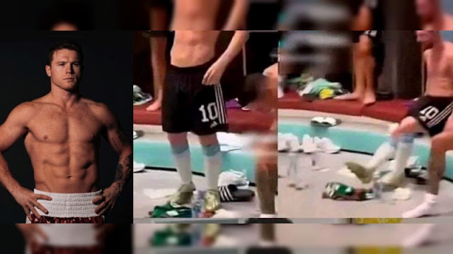 El Canelo Álvarez amenaza a Messi por "pisar" camisa de México durante celebración en vestidores