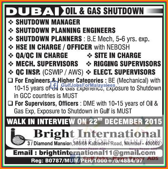 Oil and gas job vacancies for Dubai