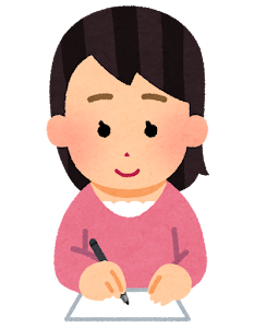 紙に何かを書く人のイラスト（女性）