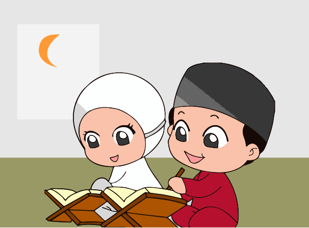Download Kartun  Anak  SD Belajar Mengaji Guru Corel