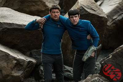 Karl Urban and Zachary Quinto in Star Trek Beyond