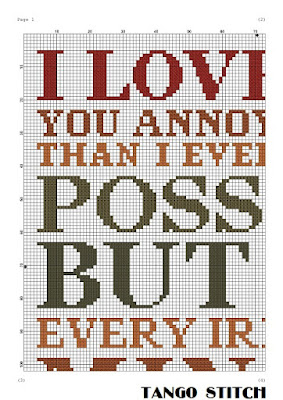 With you funny romantic quote Valentines cross stitch pattern - Tango Stitch