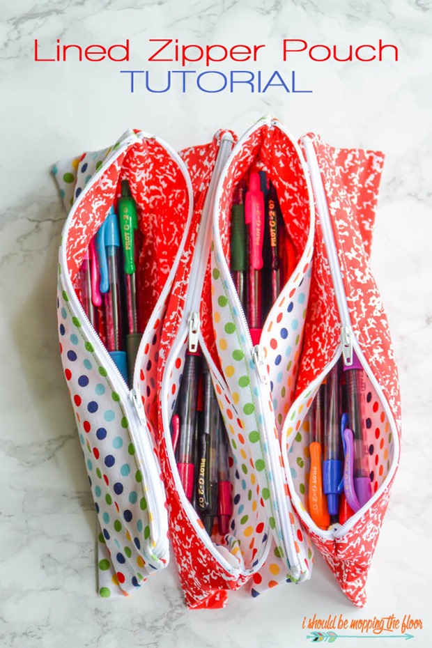 lined zipper pouch tutorial