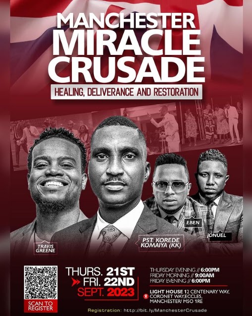 Pastor Korede Komaiya Set To Host Travis Greene, Eben & More At Manchester Miracle Crusade