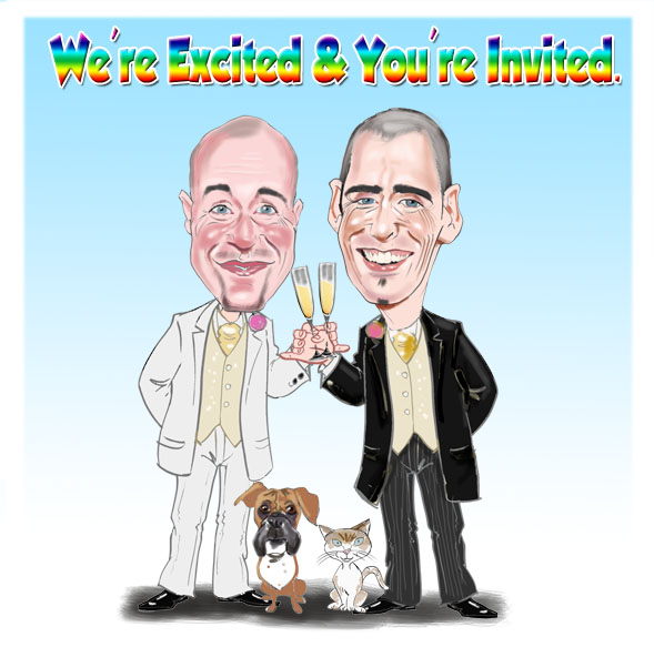 Here's the 1st of many gay wedding invitations I've been commissioned to do
