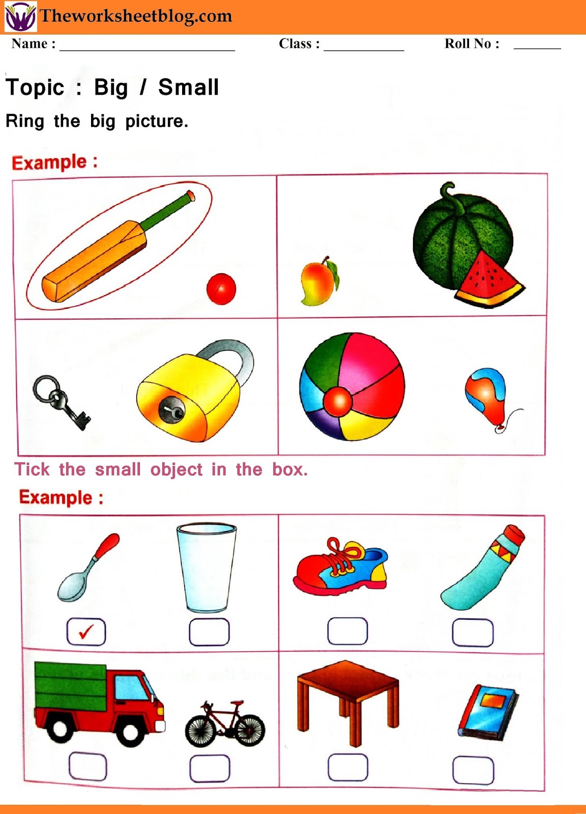 big and small worksheets for kindergarten