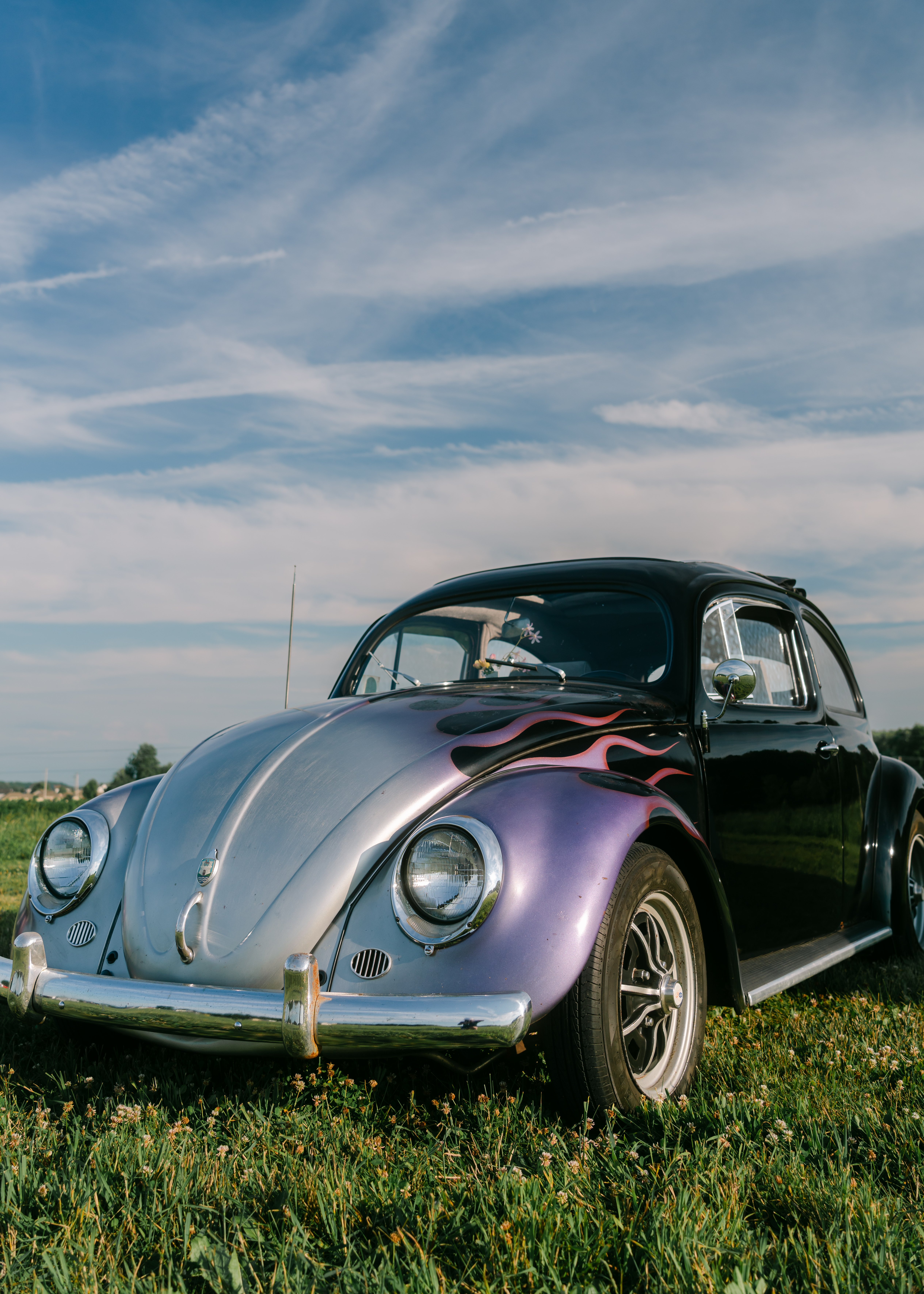 Purple Flame Painted VW Beetle