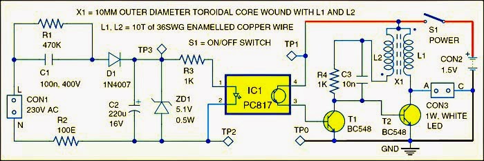 Desktop LED Light Circuit Diagram - Electronic Projects, Power Supply