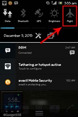 Airplane mode pada Android